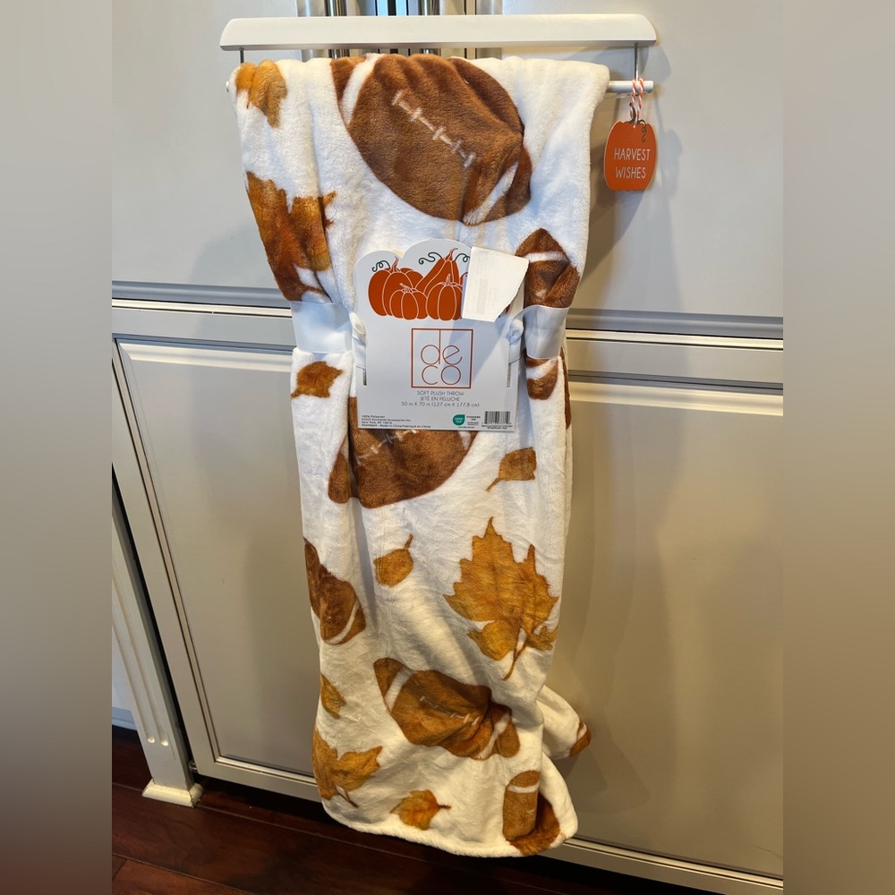 Autumn Leaf and Football Blanket/Throw